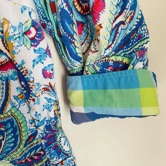 Chaps Top Women 1X Multicolor Paisley Shirt Button UP Long Sleeve No Iron Cotton - Picture 8 of 8